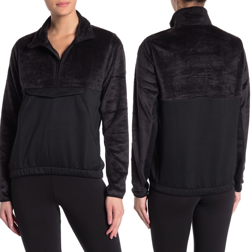 Adidas Faux Fur Mock Neck Half Zip Pullover